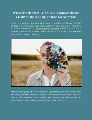 AI vs. Artistry: Navigating the Wondering Horizons of Creativity