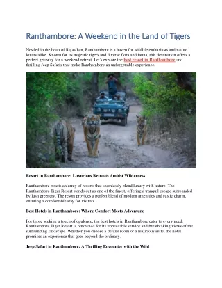 Ranthambore- A Weekend in the Land of Tigers
