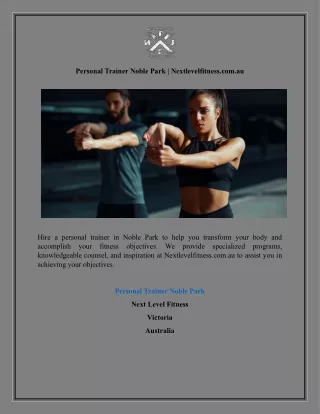 Personal Trainer Noble Park | Nextlevelfitness.com.au