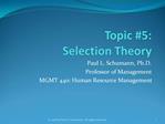 Topic 5: Selection Theoty