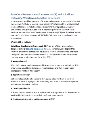 SuiteCloud Development Framework (SDF) and SuiteFlow Optimizing Workflow Automation in NetSuite