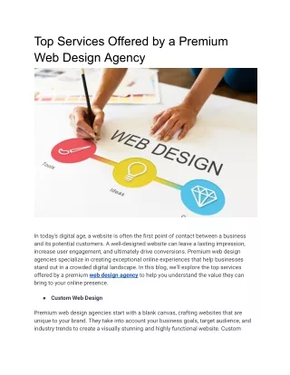 Top Services Offered by a Premium Web Design Agency
