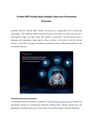 10 Ways ERP Provides More Strategic Value from Procurement