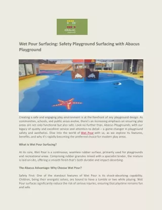 Wet Pour Surfacing Safety Playground Surfacing with Abacus Playground