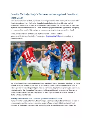 Croatia Vs Italy Euro 2024 Italy's Determination against Croatia
