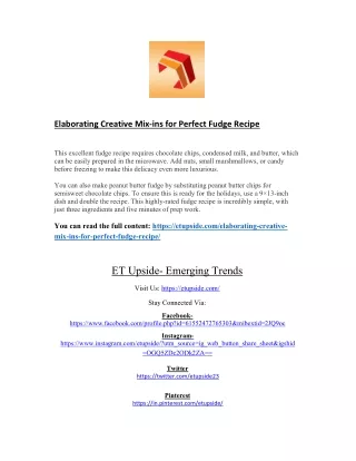 Elaborating Creative Mix-ins for Perfect Fudge Recipe
