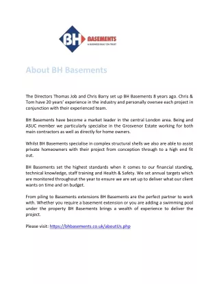 Basement Contractors London - BH Basements