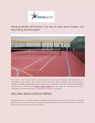 Elevating Athletic Performance The Case for New Sports Surfaces and Resurfacing with Nova Sport Ltd.