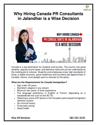Why Hiring Canada PR Consultants in Jalandhar is a Wise Decision
