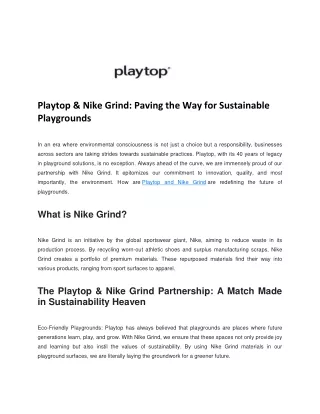 Playtop & Nike Grind Paving the Way for Sustainable Playgrounds - Playtop Ltd UK