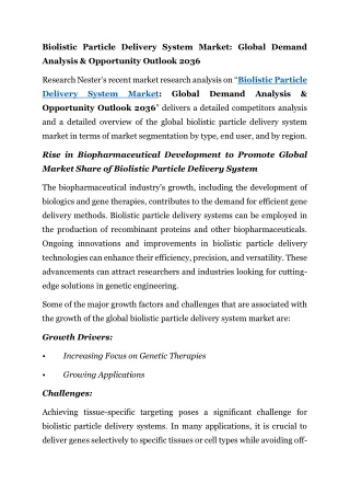 Biolistic Particle Delivery System Market: Global Demand Analysis & Opportunity