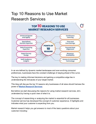 Top 10 Reasons to Use Market Research Services