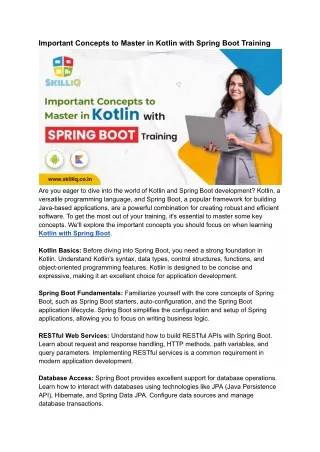 Kotlin with Spring Boot Training | SkillIQ