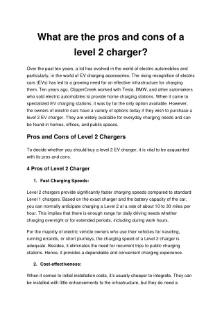 What are the pros and cons of a level 2 charger