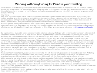 Working with Vinyl Siding Or Paint In your Dwelling