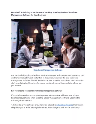 From Staff Scheduling to Performance Tracking_ Unveiling the Best Workforce Management Software for Your Business