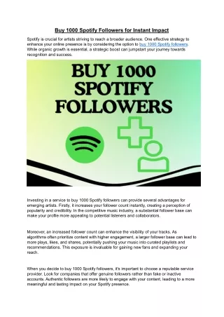 Buy 1000 Spotify Followers for Instant Impact