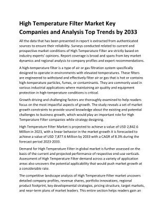 High Temperature Filter Market