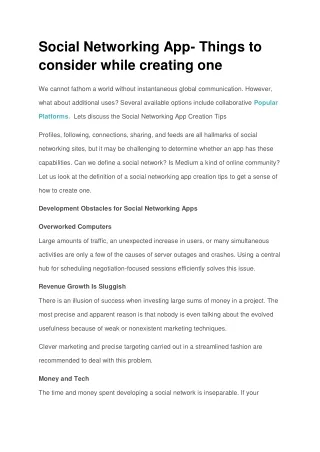 Social Networking App- Things to consider while creating one
