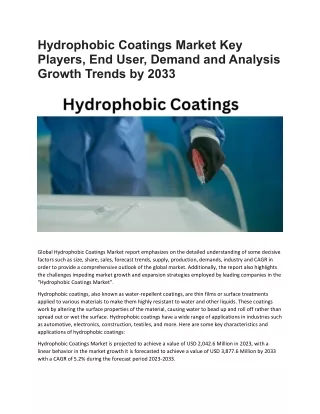 Hydrophobic Coatings Market