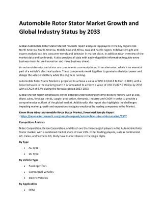 Automobile Rotor Stator Market