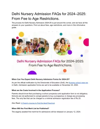 Delhi Nursery Admission FAQs for 2024–2025_ From Fee to Age Restrictions