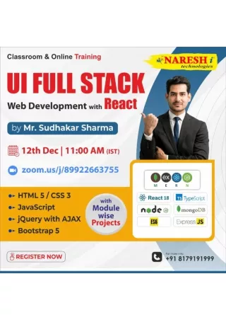 Free Demo On UI Full Stack Web with React JS - Naresh IT