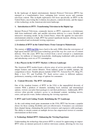 IPTV in USA- A Comprehensive Exploration of Internet Protocol Television Services