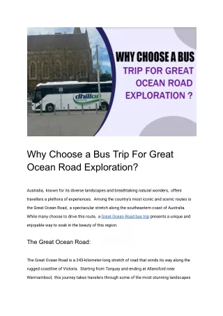 Selecting a Bus Tour: The Key to Enhancing Your Great Ocean Road Experience