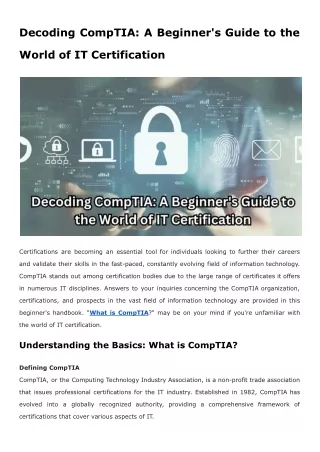 Decoding CompTIA_ A Beginner's Guide to the World of IT Certification