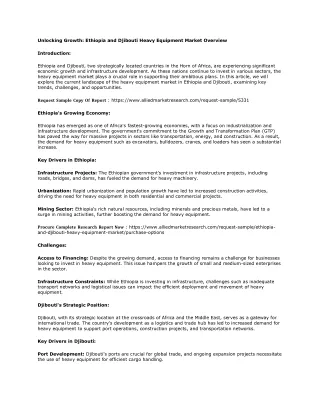 Ethiopia and Djibouti Heavy Equipment Market