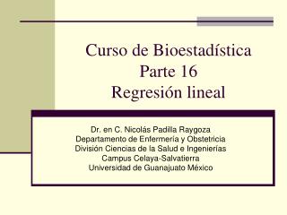 Curso de Bioestadística Parte 16 Regresión lineal