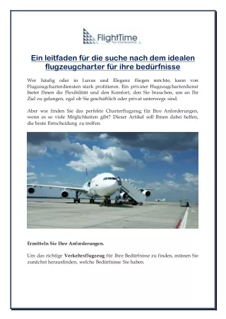 Ein leitfaden für die suche nach dem idealen flugzeugcharter für ihre bedürfnisse