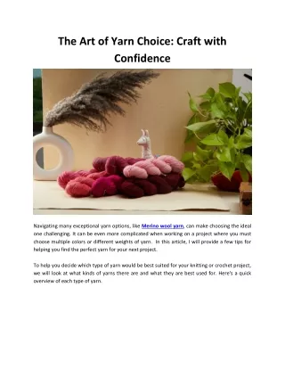 The Art of Yarn Choice Craft With Confidence - Symfonie Yarns