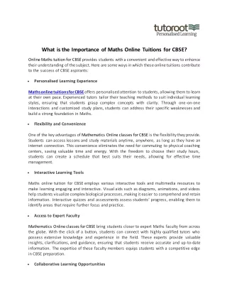 What is the Importance of Maths Online Tuitions for CBSE?