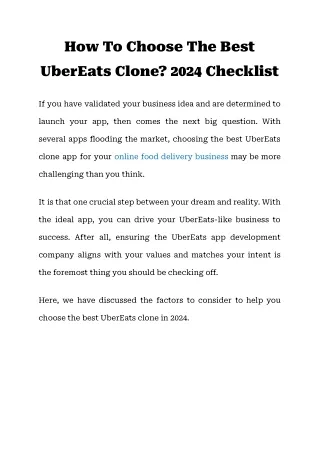 How To Choose The Best UberEats Clone_ 2024 Checklist