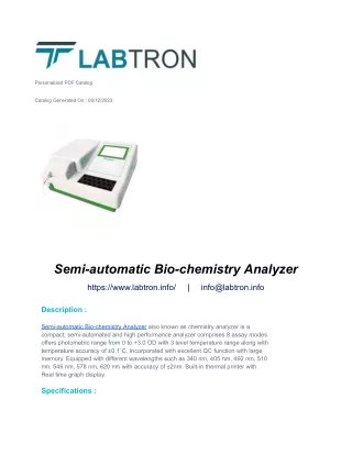 Semi-automatic Bio-chemistry Analyzer