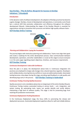 GCP DevOps Online Training - Visualpath