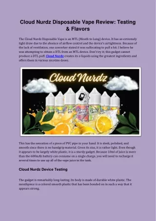 Cloud Nurdz Disposable Vape Review: Testing & Flavors