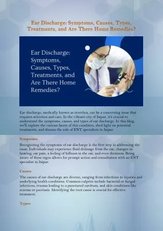 Ear Discharge Symptoms, Causes, Types, Treatments, and Are There Home Remedies