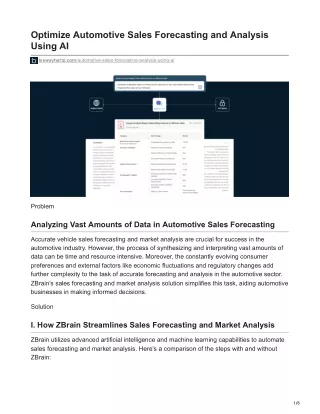 Optimize Automotive Sales Forecasting and Analysis Using AI