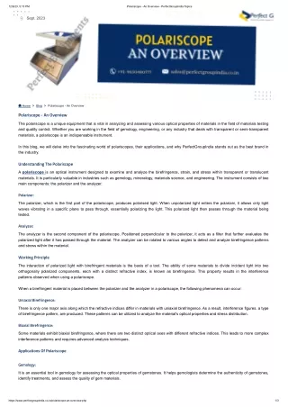 Polariscope - An Overview