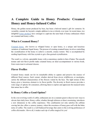 A Complete Guide to Honey Products_ Creamed Honey and Honey-Infused Coffee