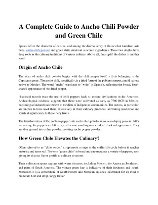 A Complete Guide to Ancho Chili Powder and Green Chile