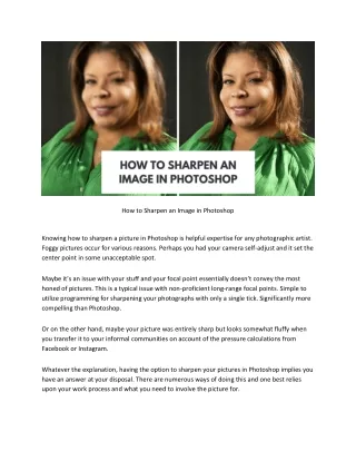 How to Sharpen an Image in Photoshop