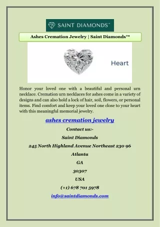 Ashes Cremation Jewelry | Saint Diamonds™