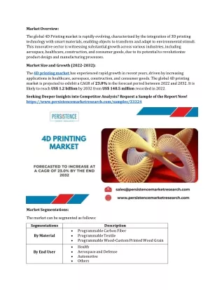 4D Printing Market Growth Rate, Production Volume And Future Opportunities