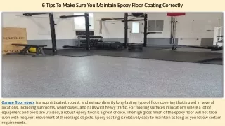 6 Tips To Make Sure You Maintain Epoxy Floor Coating Correctly