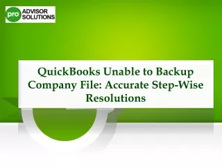 Resolve QuickBooks Unable to Backup Company File Issue