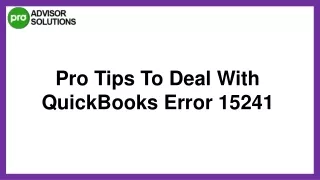 Easy Way To Rectify QuickBooks Error 15241